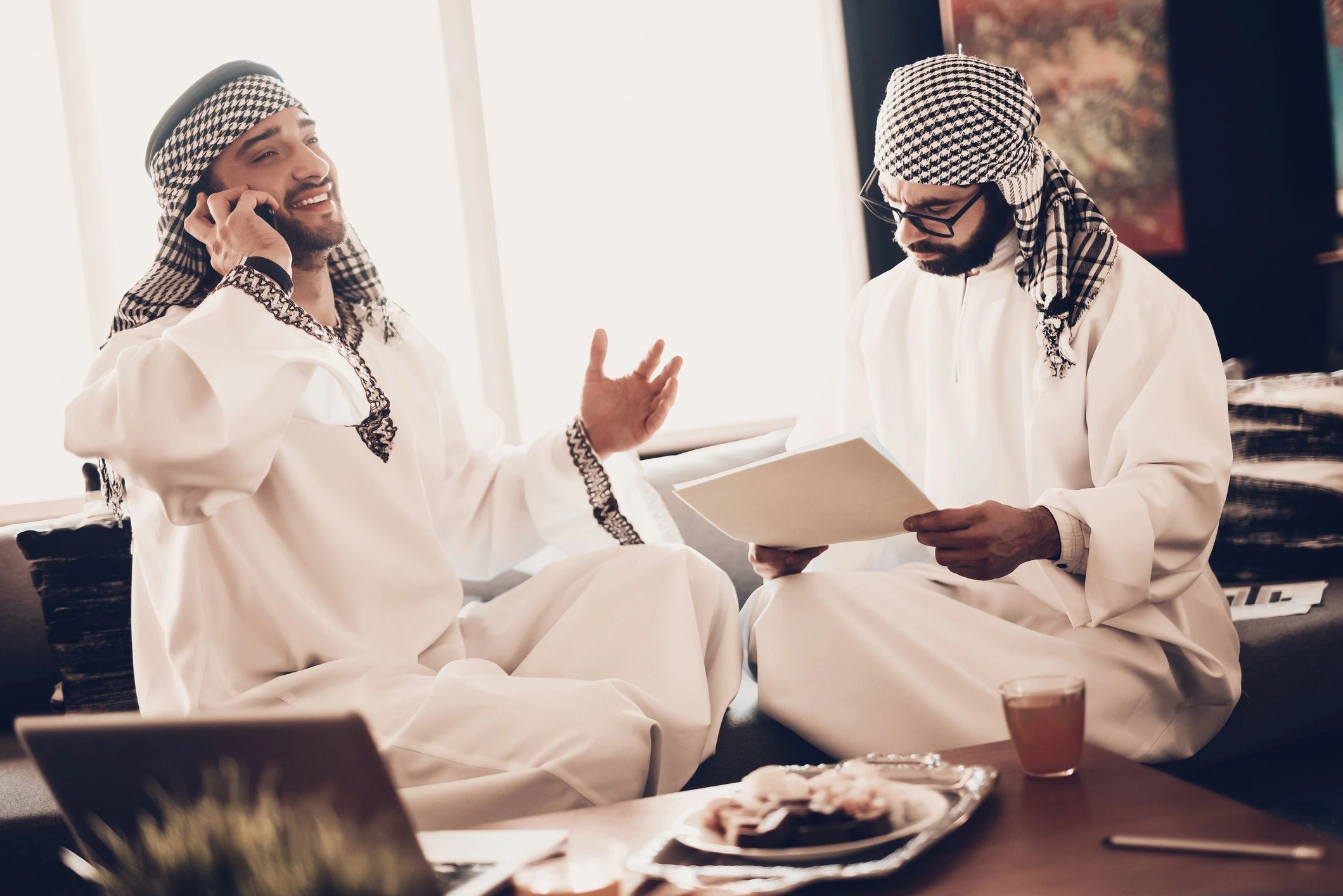 Saudi men at corporate catering