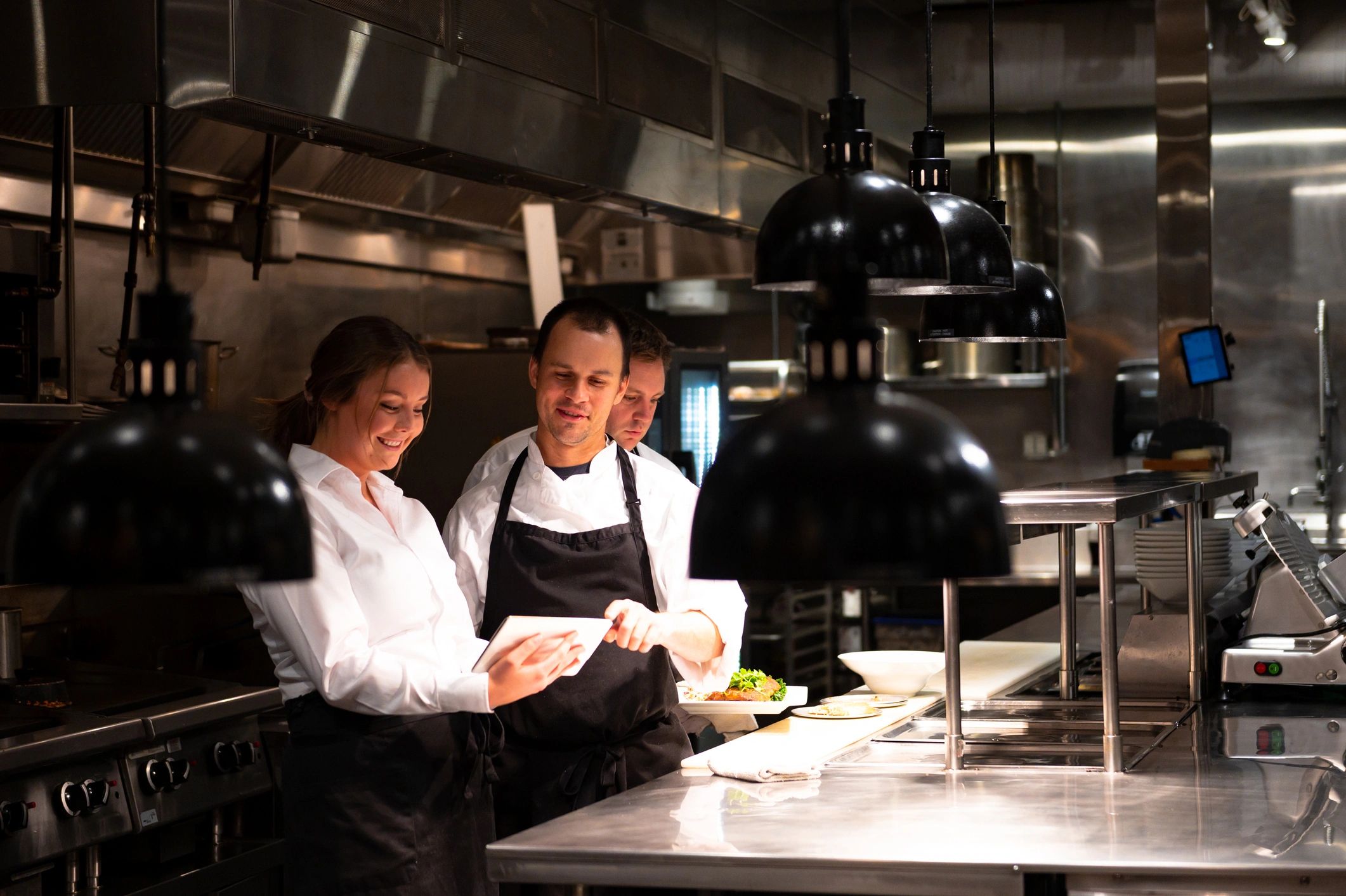 Professional catering staff at work